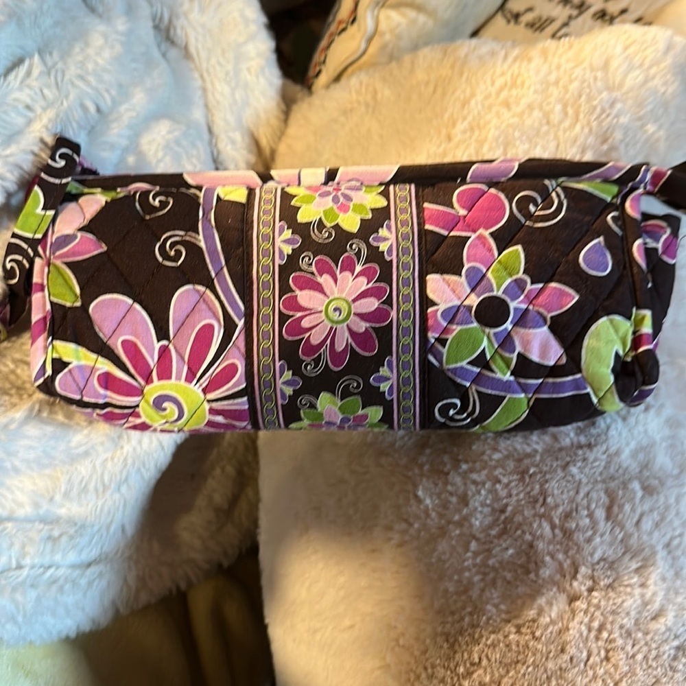 Vera Bradley Wristlet/Make Up Bag Quilted Soft Sided 10” long 4” high 2” wide